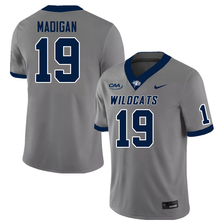 New Hampshire Wildcats #19 Brady Madigan College Football Jerseys Stitched Sale-Grey